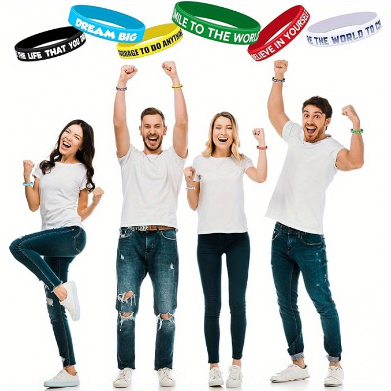 65pcs Custom Silicone Wristbands, Personalized Text